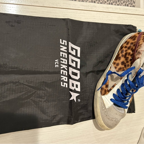 Golden Goose Leopard Print Mid Star Sneakers w/ Blue Lace. Shoe bag included - Picture 10 of 10